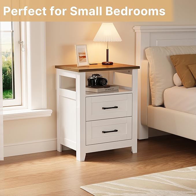 Decofy Farmhouse 2-Drawer Nightstand Set of 2 - Image 4