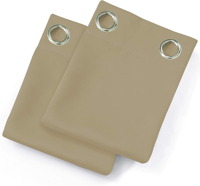 Beige Blackout Curtains/42 x 84 Inch/Set of 2 Panels Room Darkening Curtains - Image 9