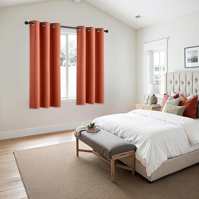 MIULEE Fall Blackout Curtains for Bedroom 2 Panel 40"x45" Long Burnt Orange | - Image 6