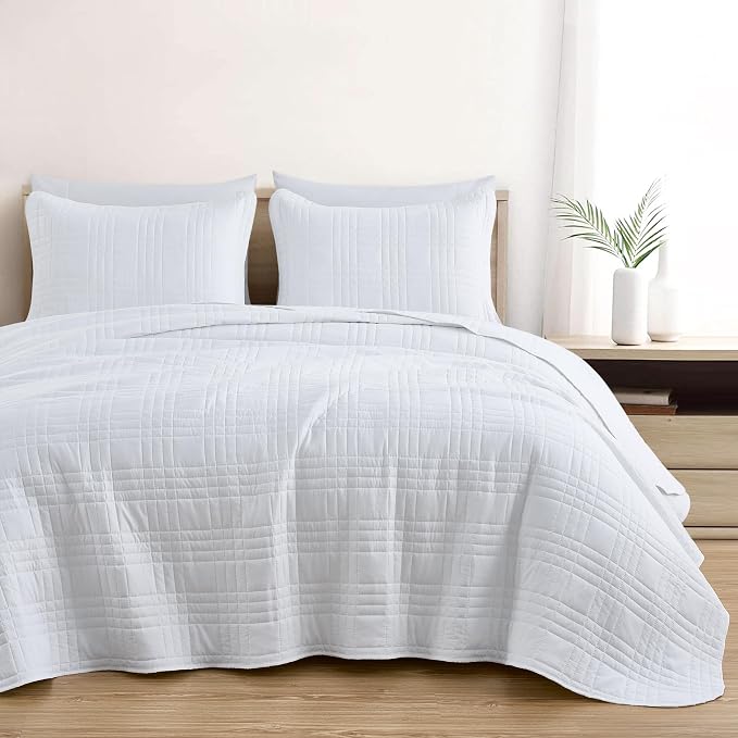 Chezmoi Collection Kingston Twin XL Size Bedspread Set, 2-Piece White Oversized - Image 3