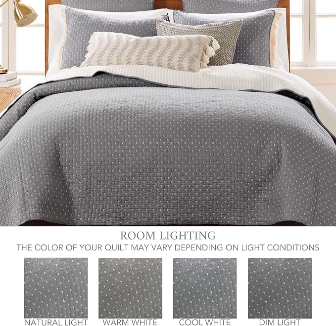 Levtex Home Cross Stitch Reversible King/Cal King Quilt Set and 2 Pillow Shams - Image 4