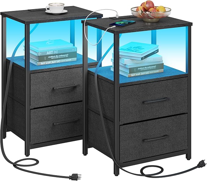 TUTOTAK Nightstands Set of 2, LED End Table by ChoosetutotakFurnitureBuildYourCozyHome