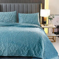 ROOMLIFE Quilt Set King Size 3D Floral Embroidery Pattern 3-Piece Cotton by ROOMLIFE