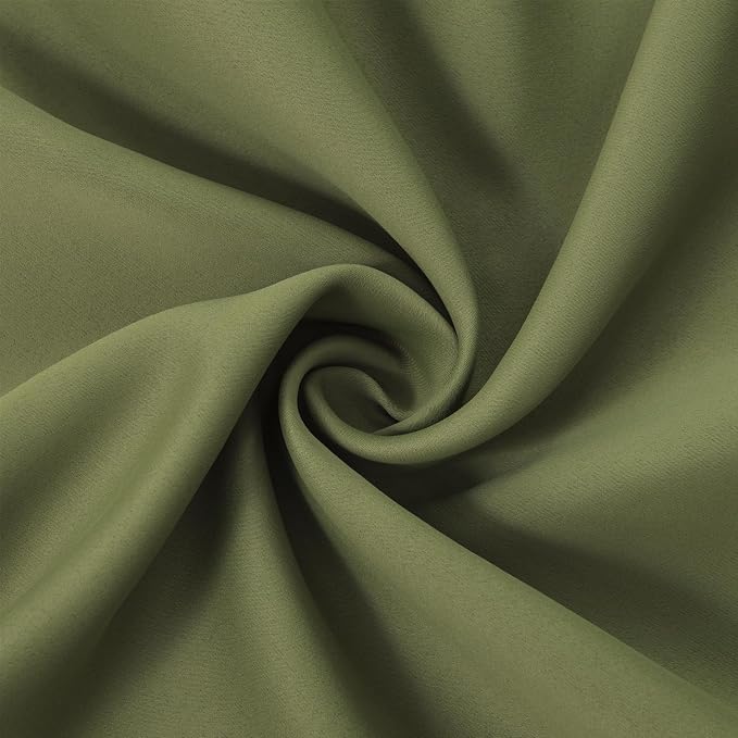 Olive Green Blackout Curtains/52 x 84 Inch Long/Set of 2 Curtain Panels/Thermal - Image 5