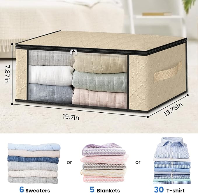 HomeHacks 3-Pack Clothes Organizer Storage Bags, 35L Storage Bins, Reinforced - Image 2