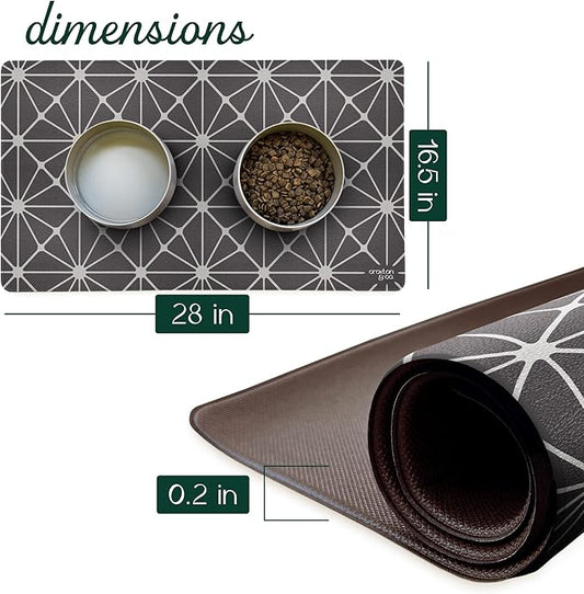 CROXTON & CO. Non-Slip Faux Leather Pet Feeding Mat for Dog Bowls | Large Bowl Mat for Food and Water | Durable, Easy-to-Clean Pet Food Mat for Floors | Size: 16.5"x18"