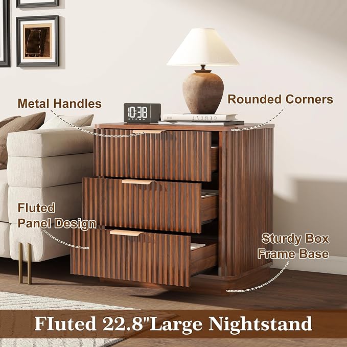 LYNCOHOME 23" Wide Fluted Nightstand - Image 4