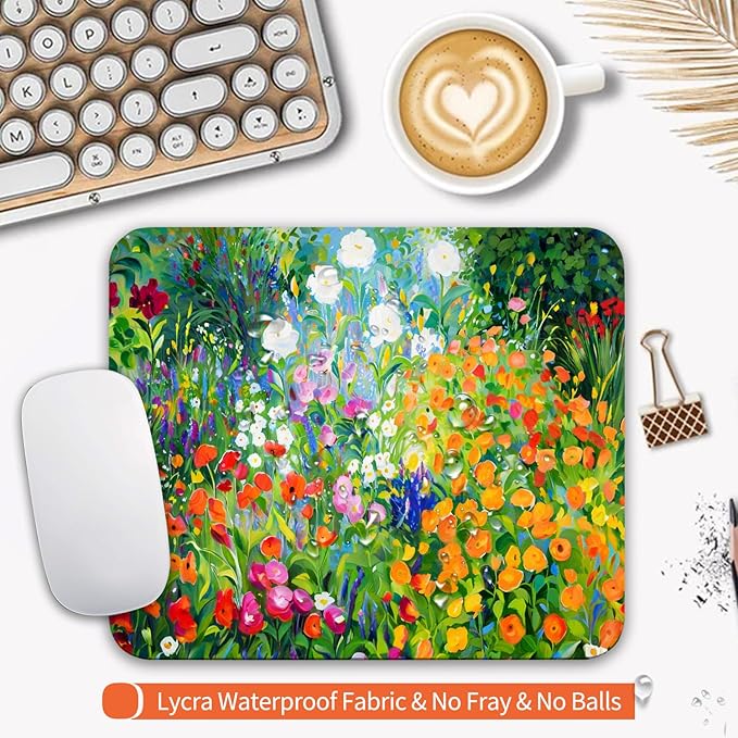 Armanza Square Mouse Pad Flowers Floral,Personalized Premium-Textured Custom Mouse Mat Design,Washable Mousepad Lycra Cloth,Non-Slip Rubber Base Computer Mouse Pads for Wireless Mouse
