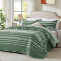 3 Pieces Full Queen Size Olive Green Quilt Set by LEAONME
