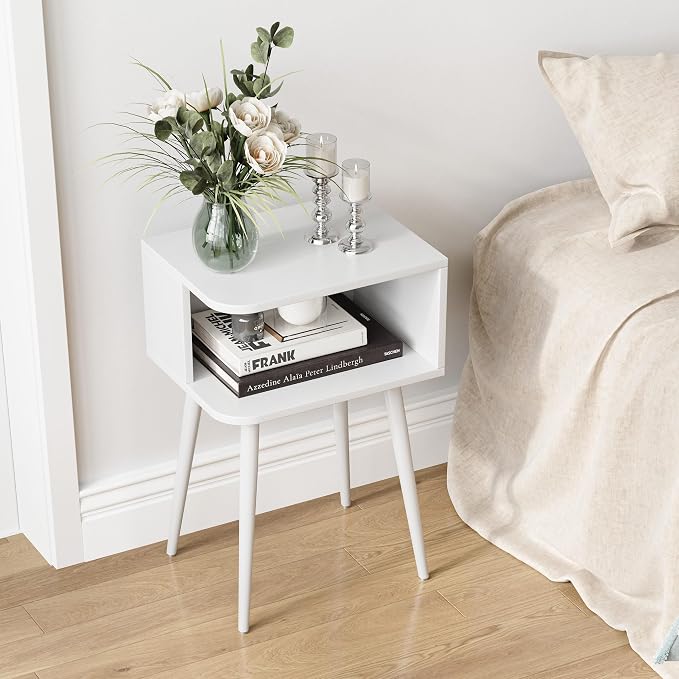 White Nightstand Set of 2, Small Bed Side Table - Image 7
