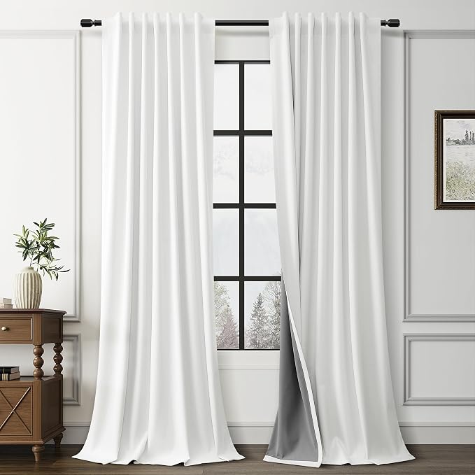 Off White Linen 100% Blackout Curtains by Guken