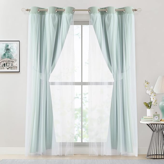 Bujasso Aqua 80% Blackout Curtains - Image 4