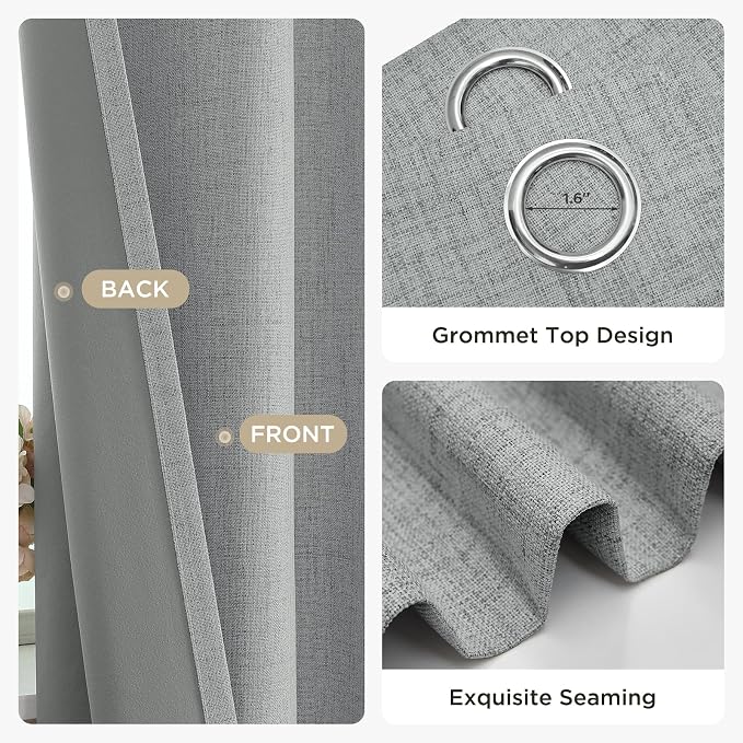 Joydeco 84 Inch Light Grey Blackout Curtains - Image 5