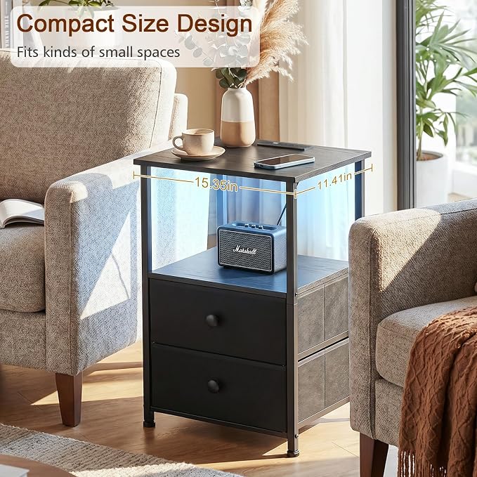 Nightstands Set of 2, LED Night Stand - Image 7