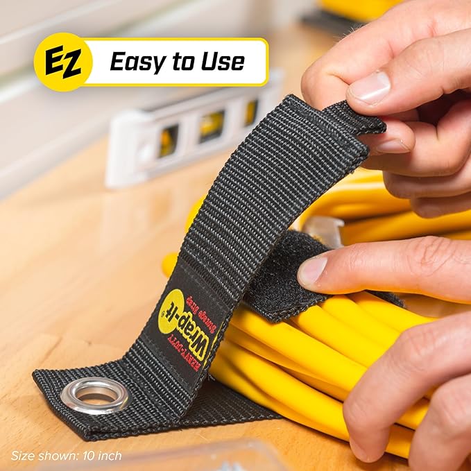 Heavy-Duty Wrap-It Storage Straps, 13-inch (6 Pack) - Hook and Loop Extension Cord Organizer Hanger, Cord Wrap, Cable Straps for Cables, Hoses, Rope for Home, RV and Garage Storage and Organization