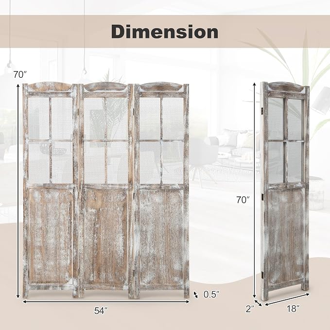 GOFLAME 3-Panel Folding Room Divider, 6FT Paulownia Wood Privacy Screen - Image 7