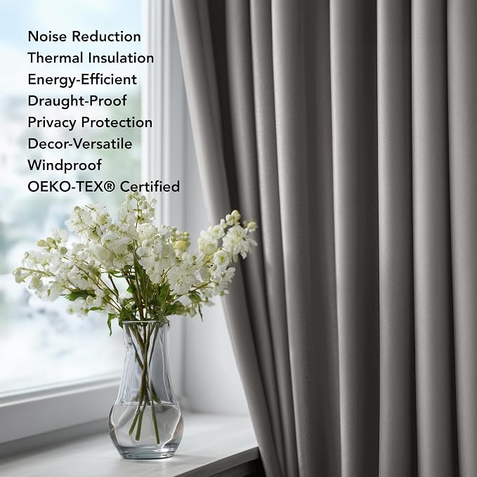 Deconovo Blackout Curtains for Bedroom and Living Room 54 Inches Long | Black - Image 4