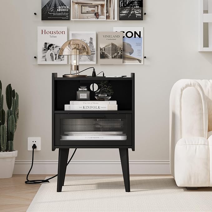 MMEOLUOOK Nightstand with Charging Station, Bedside Tables, End Table Side - Image 6