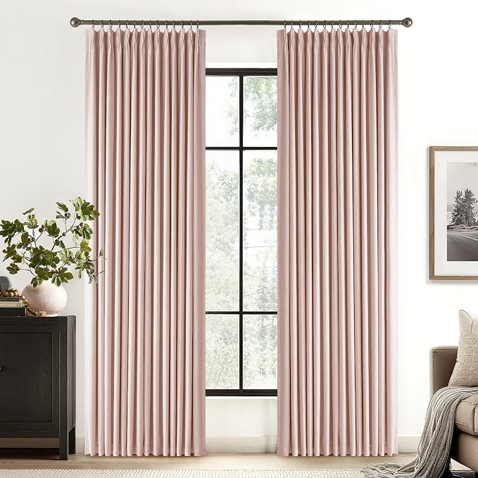 RYB HOME 100% Blackout Pinch Pleated Linen Curtains - Image 2