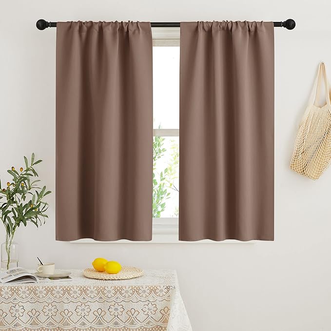 RYB HOME Blackout French Door Window Curtain Coverings, Rod Pocket | Thermal by RYBHOME