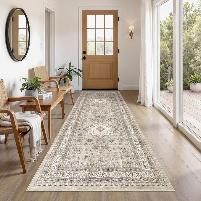 cotiled 3x8 Hallway Runner Rug for Entryway, Non-Slip Vintage, and Laundry Room by COTILED