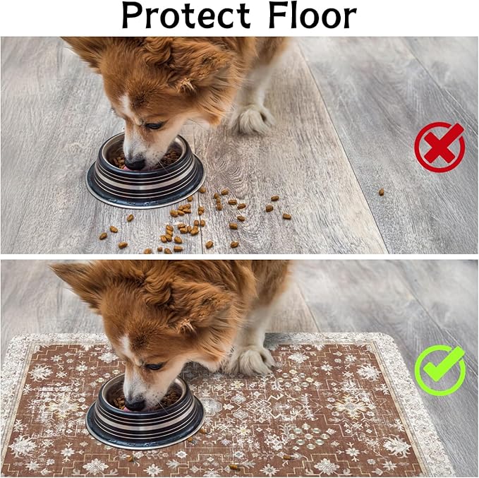 Pet Food Mats for Floor, Absorbent Dog Mat for Food and Water Dispenser Mat, Dog Food Mat Quick Dry Cat Food Mat Pet Supplies