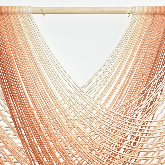 Macrame Wall Hanging Orange Boho Fiber Art Large Decor 57"W*31"L | Boho Wall - Image 6