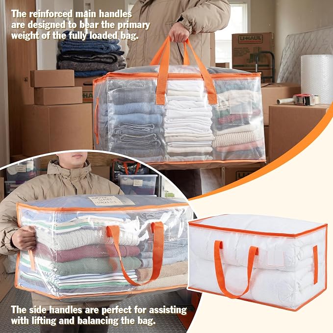 KYODOLED 6-Pack Clear Moving Bags Heavy Duty Extra Large, Storage Totes | - Image 4