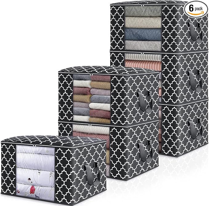 Storage Bags 100L 6Pack Clothes Organization and Storage Containers | Large by WiseLife