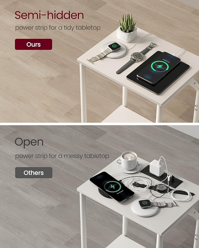 VASAGLE End Table with Charging Station, Small Side Tables | - Image 5
