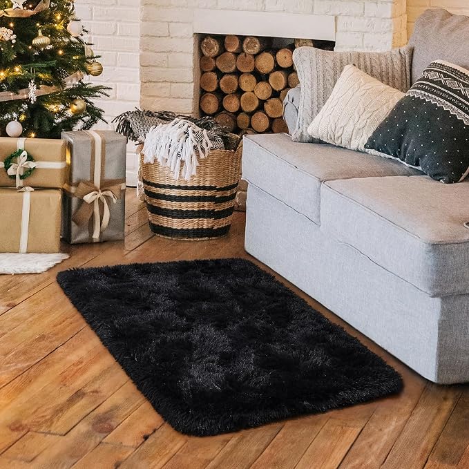 HOMORE Small Rugs for Bedroom 2x3 Feet Black Rug for Bedside Living Room | Soft - Image 7