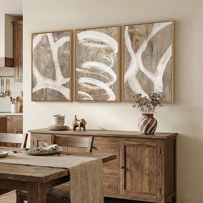 Large Framed Abstract Wall Art, 20x30 In | Neutral artwork, Modern canvas prints - Image 2