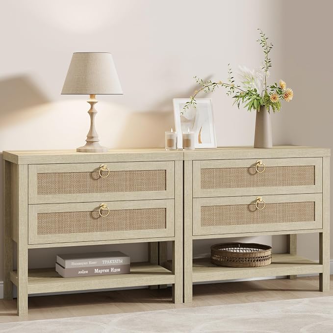 Eclatara Large Rattan Night Stand Set of 2 by Eclatara