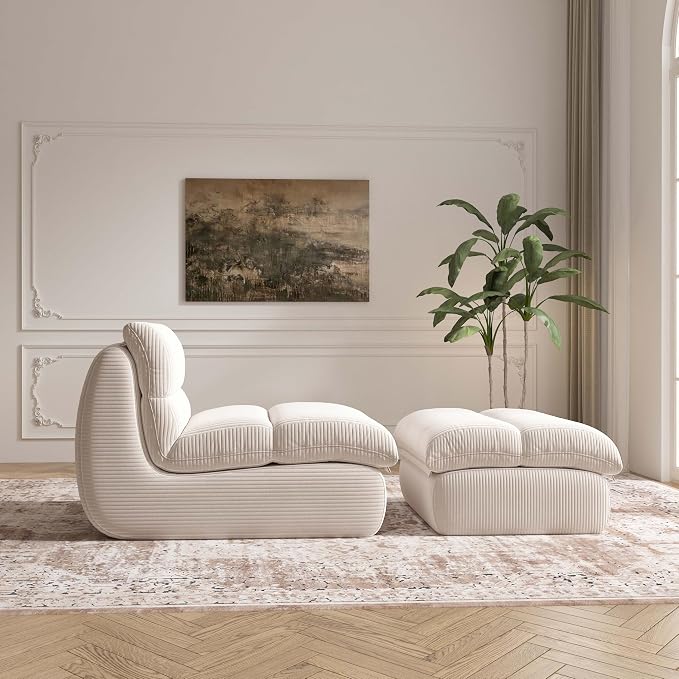 YVDNHP Bean Bag Chair with Ottoman, Cozy Comfy Reading Nook Chairs, Ultra Soft - Image 5