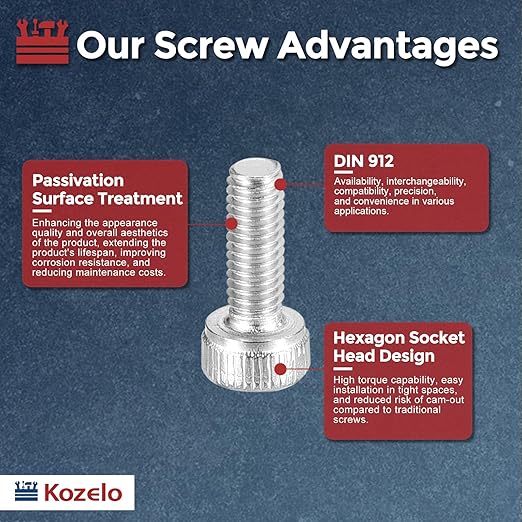 Kozelo 100pcs Socket Head Cap Screws - [M1.6-0.35 x 10mm] 304 Stainless Steel Allen Socket Drive for Electrical Motor 3D Printing Fan Engine Replacement Use, Silver