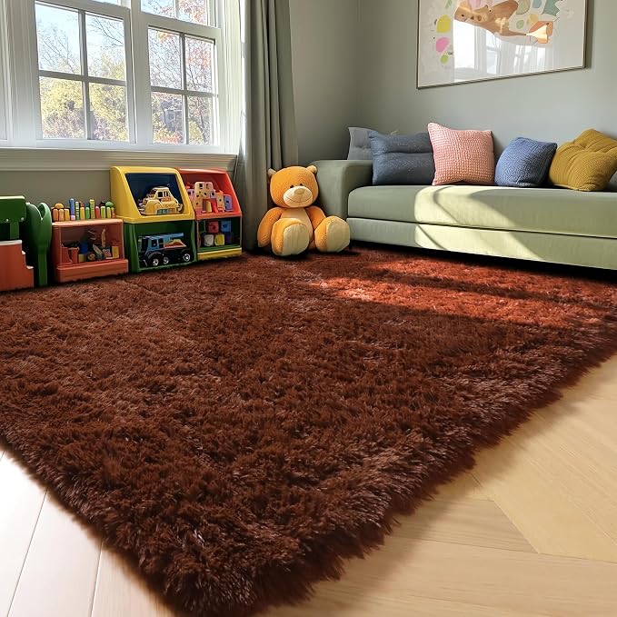 Brown 6x9 Area Rugs for Living Room Bedroom, Large Fluffy Bedside Throw Rug - Image 7