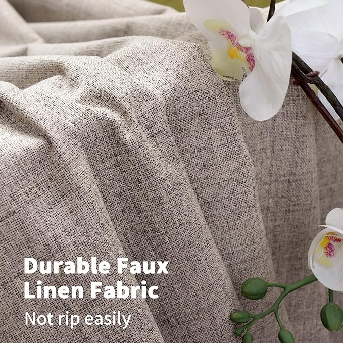 YoungsTex Burlap Tan Linen Blackout Curtains 63 Inches Length - Image 5