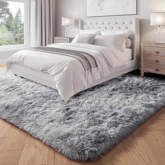 Abstract Shaggy Washable Area Rug 4' x 6' Plush Soft Fluffy Fuzzy Furry Carpet - Image 4