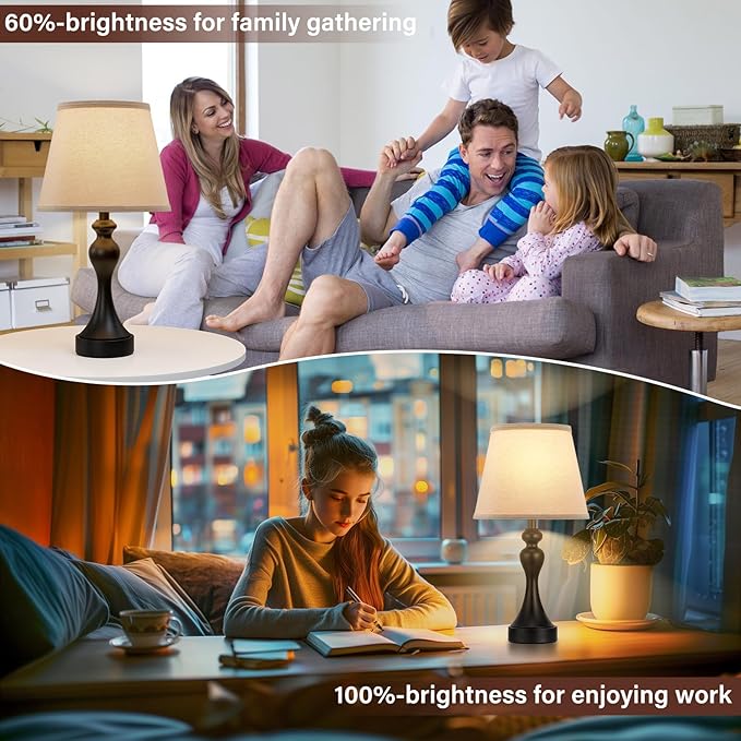 Touch Lamps for Nightstand, 3 Way Dimmable Bedside Lamps - Image 5