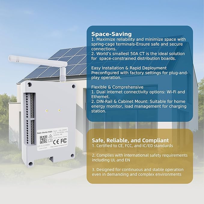 Sungrass Home Energy Monitor-Real Time Electricity Usage Monitor,Power Consumption Meter, Historical Energy Tracking, Automation Module,Solar Self-Consumption Statistics,Demand Measure