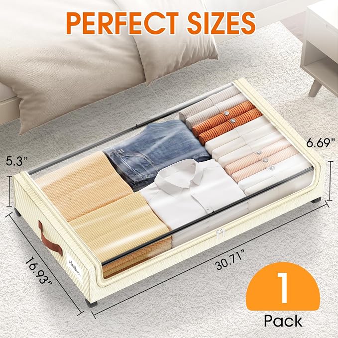 Under Bed Storage with Wheels 1Pack Storage Containers with Clear Window | - Image 2