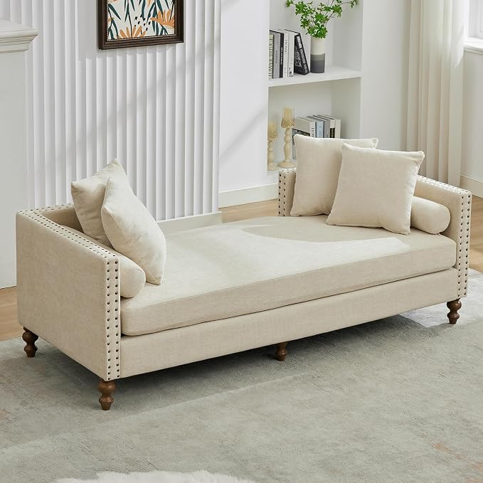 75.2" Oversized Chaise Lounge, Chenille End of Bed Bench - Image 6