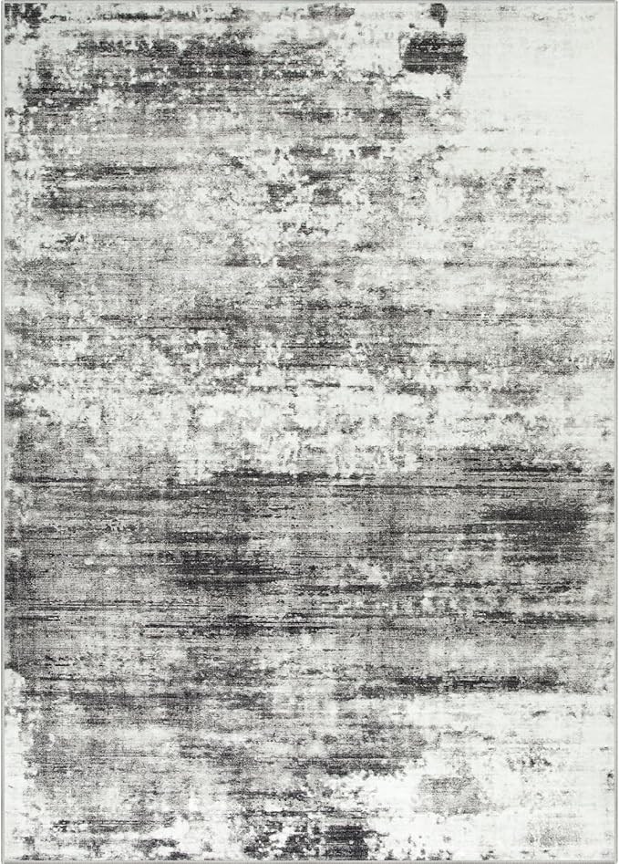 10x14 Area Rugs for Living Room: Washable Abstract Black Grey Carpet | Non-slip - Image 10