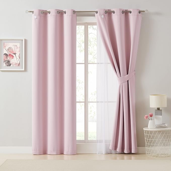 Bujasso Pink Blackout Curtains - Image 8