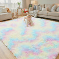 8x10 Area Rugs for Living Room, Rainbow Large Shaggy Carpet Plush Furry Rug | by Junhejiamei