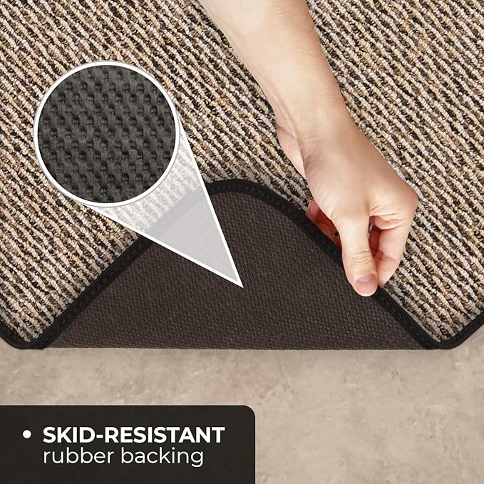 House, Home and More Skid-Resistant Carpet Indoor Area Rug Floor Mat - Black Ripple - 5 Ft X 8 Ft - Non Slip Rubber Backing, Stain Resistant, Dog Friendly, Living Room Bedroom Kitchen Entryway