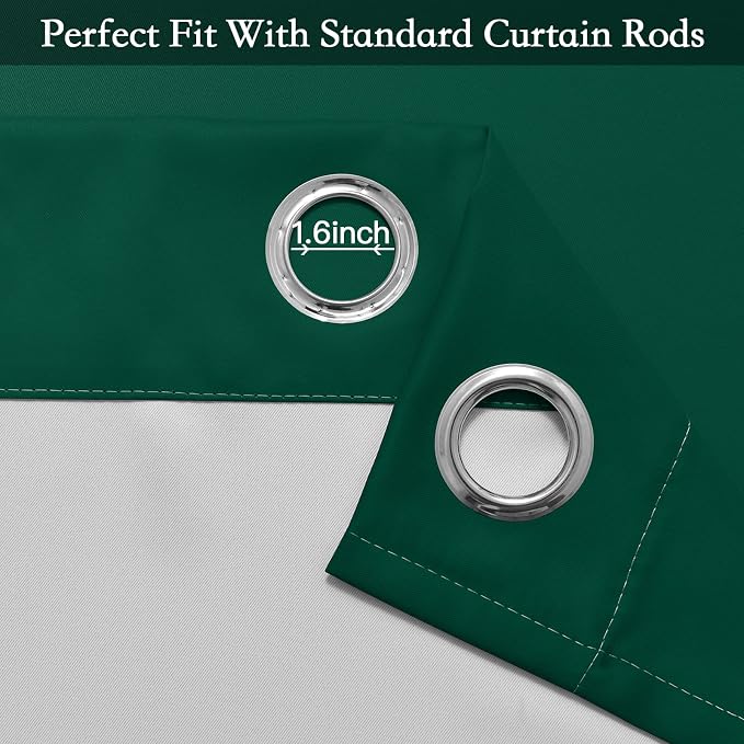 SimpleHome Ombre Dark Green to Grey White Curtains - Image 4