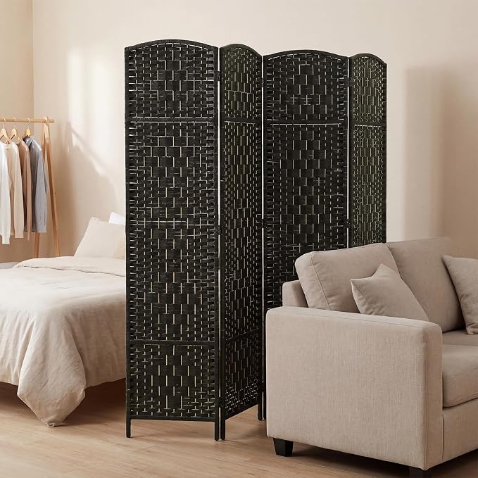 HOMCOM Room Divider 4-Panel, 6FT-Tall Folding Privacy Screen, Coffee | - Image 6