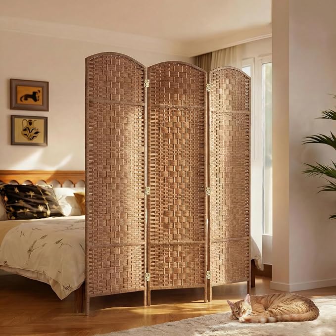 HOMCOM Room Divider 3-Panel, 6FT-Tall Folding Privacy Screen, Natural | - Image 8