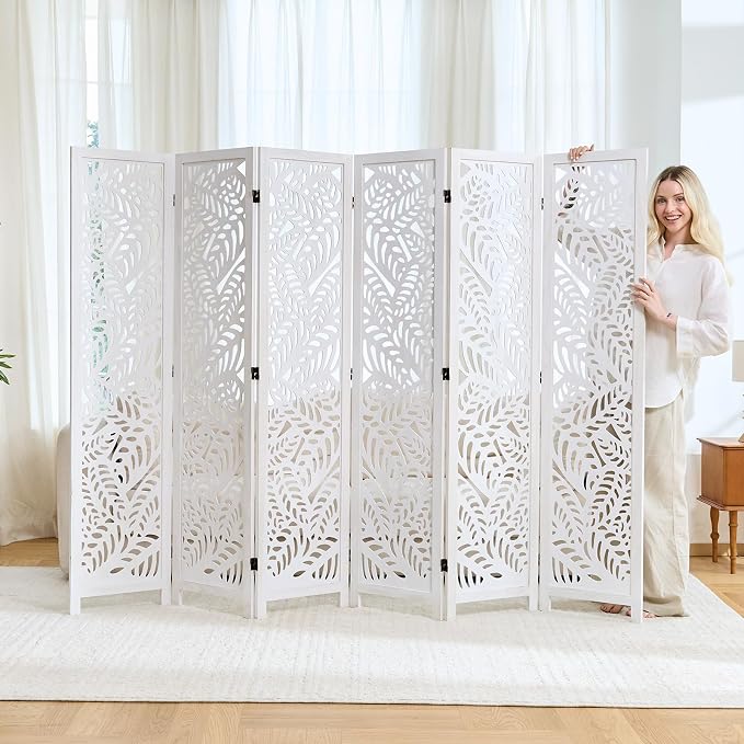 Leaf-Carved Room Divider Privacy Screen - Image 8